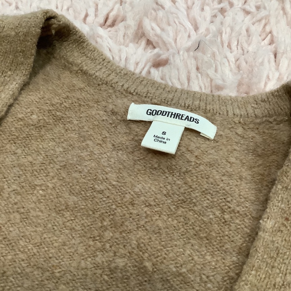 GoodThreads Camel/Tan Open Cardigan With Pockets - Picture 7 of 11